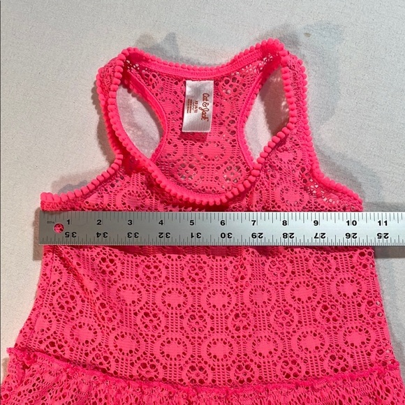 Cat & Jack Bright Neon Pink Swimsuit Cover up Lacey Dress XS EUC - Picture 4 of 11